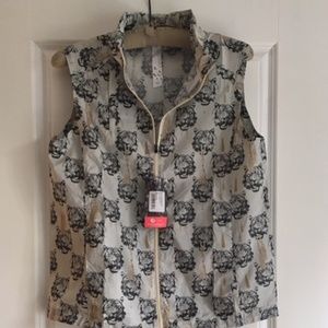 OISELLE APRIL SHOWERS VEST - COCO TIGER PRINT. Women's Large NWT.